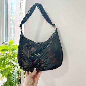 A New Day Black Shiny Shoulder Bag